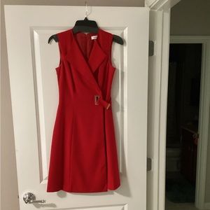 Red V neck dress